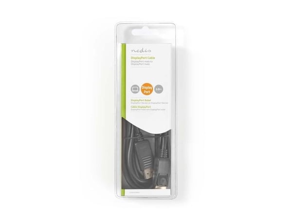 Nedis CCGB37010BK20, 2 m, DisplayPort, DisplayPort, Hankjønn, Hankjønn, 3840 x 2160 piksler
