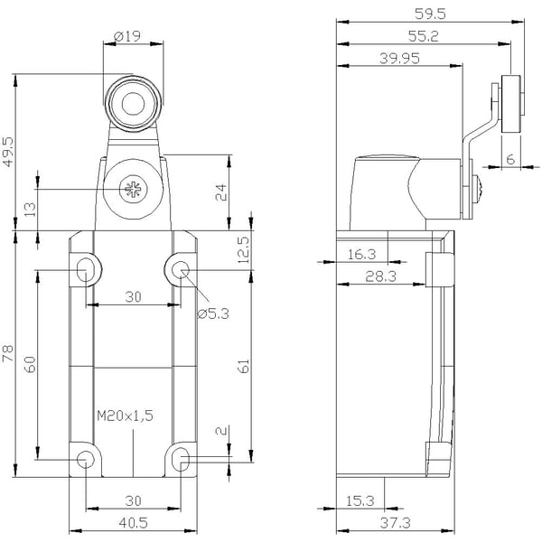 Siemens 3SE51120CH03 3SE5112-0CH03 Pysäytyskytkin 6 A Keinutanko, metallitanko IP66, IP67 1 kpl 1 kpl