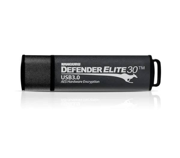 Kanguru Encrypted Defender Elite30 - USB-flashstasjon - kryptert - 16 GB - USB 3.2 Gen 1 - svart - TAA-samsvar