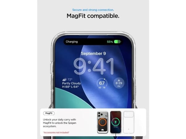 Spigen Ultra Hybrid T (MagFit) iPhone 17 Pro -suojakuori, kiiltävä valkoinen