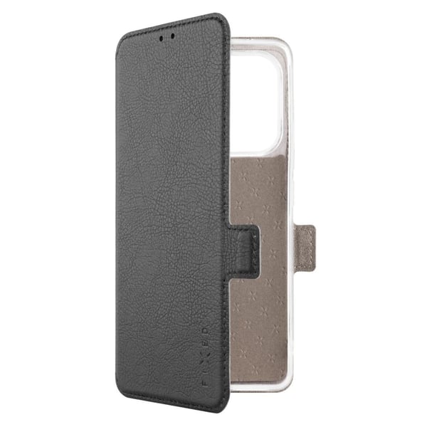 FIXED Topic - Lommebok for mobiltelefon - termoplast-polyuretan (TPU), polyuretanlær - svart - for Xiaomi Redmi Note 14
