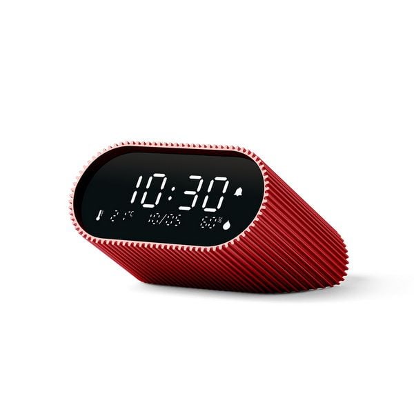 LEXON Ray Clock, Digital väckarklocka, Oval, Röd, Akrylnitrilbutadienstyren (ABS), Gjuten aluminium, inomhus, Adult/Child