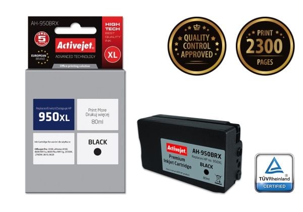 Activejet AH-950BRX, Høyt (XL) utbytte, Sort, Pigmentbasert blekk, 80 ml, 1 stykker, Enkeltpakke