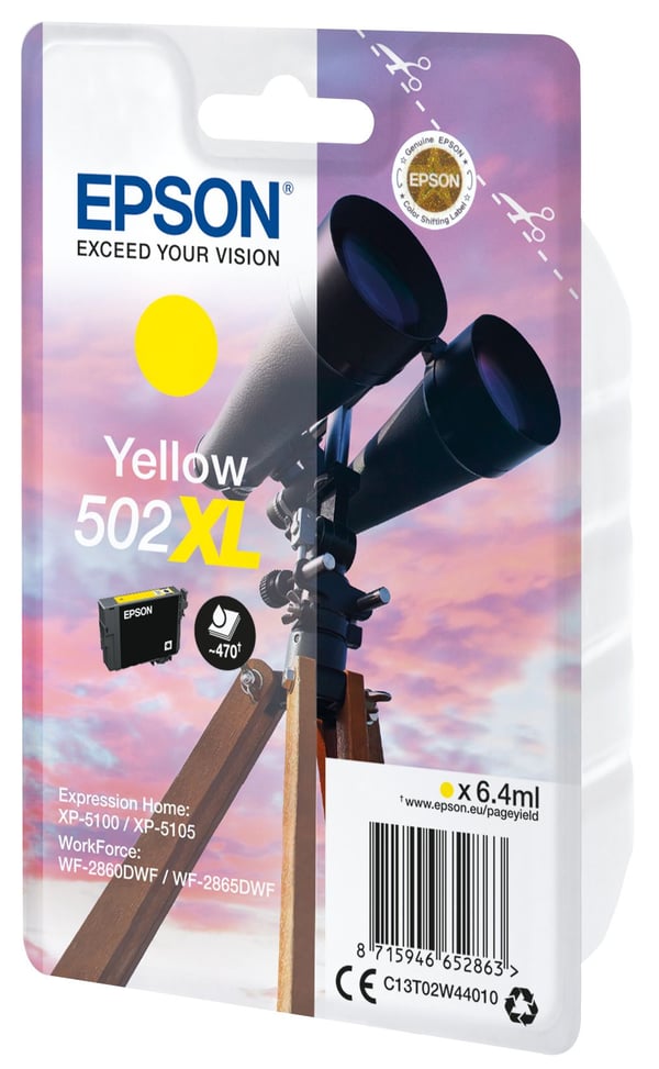 Bläckpatron epson 502xl 470 sidor gul