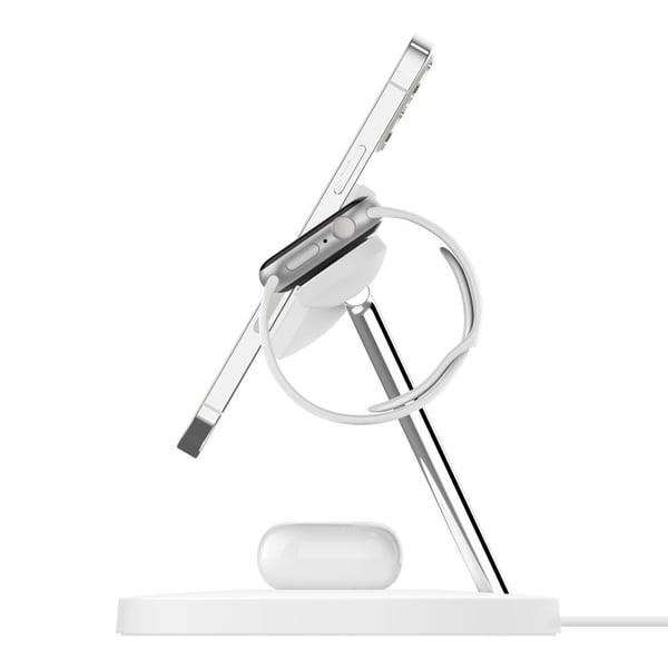 Belkin WIZ017VFWH-APL trådlös laddare 15 Watt 3-i-1 MagSafe, vit
