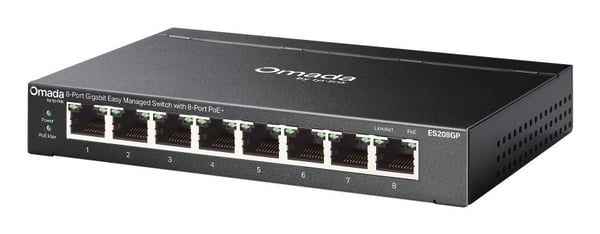 TP-Link Omada ES208GP nätverksswitch 8-portars Gigabit lätthanterad 64 W PoE+