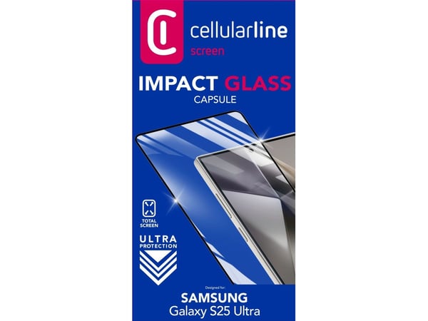 Cellularline 8018080491528, Samsung, Galaxy S25 Ultra, Pudotuksen kestävä, Naarmuuntumisenkestävä, Iskunkestävä, Läpinäkyvä, 1 kpl
