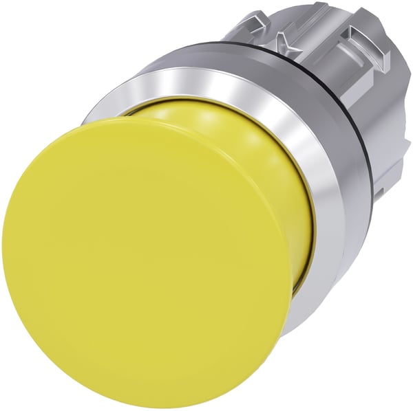 Siemens 3SU1050-1AD30-0AA0 Tryckknapp Frontring metall, högglans Knapp Silver, Gul 1 st