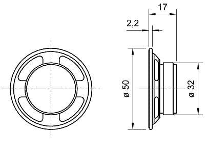 Visaton K 50, Täydellinen kaiutinkaiutin, 2 W, soikea, 3 W, 8 ohm (O), 250 - 10000 Hz