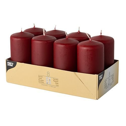 Papstar 17983, Cylinder, Bordeaux, 16 timer, 8 stykker Papstar 17983, Cylinder, Bordeaux, 16 timer, 8 stykker