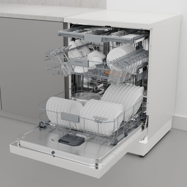 Gorenje GS643C90W, Frittstående, Full størrelse (60 cm), Hvit, Berøringskontroll, 3 kurver, Øvre
