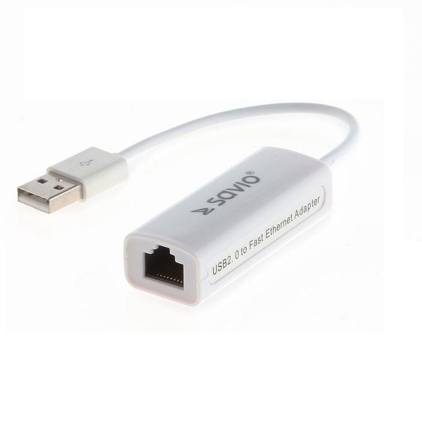 SAVIO CL-24 - Nettverksadapter - USB 2.0 - 10/100 Ethernet x 1 - hvit