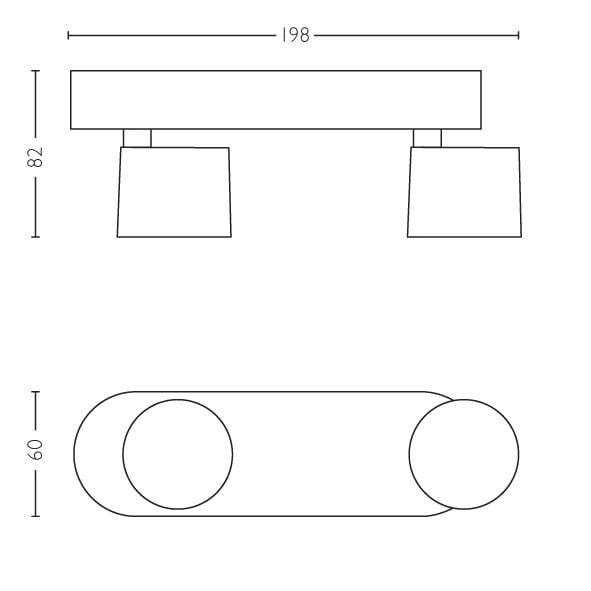 Philips WarmGlow LED Star-spotlys til tak/vegg, 2 stk., Overflateegnet, Ikke-utskiftbare pærer, 2 ampuller, LED, 9 W, 2700 K