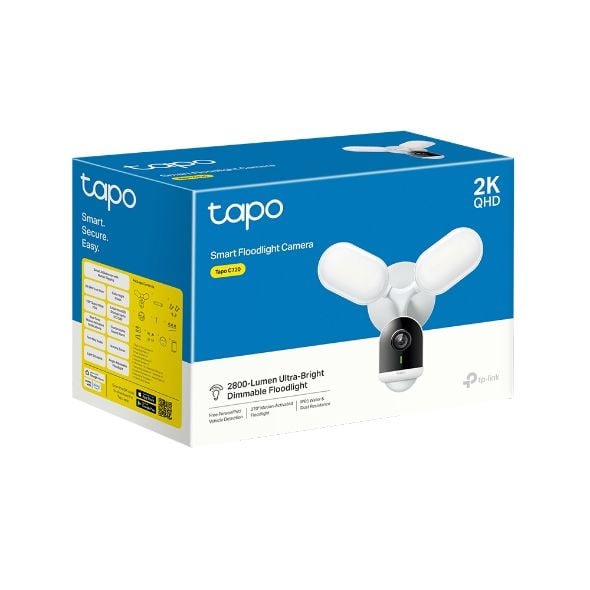TP-Link Tapo C720 smart overvåkningskamera med flomlys 2K QHD 2800 lm 5000 K