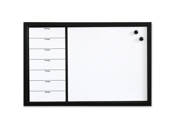 Magnetisk NAGA ugetavle whiteboard 60x40 cm hvid - dansk tekst