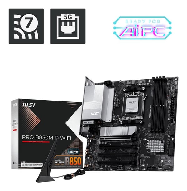 MSI PRO B850M-P WIFI -emolevy, B850, AM5, micro-ATX, DDR5, Wi-Fi 7