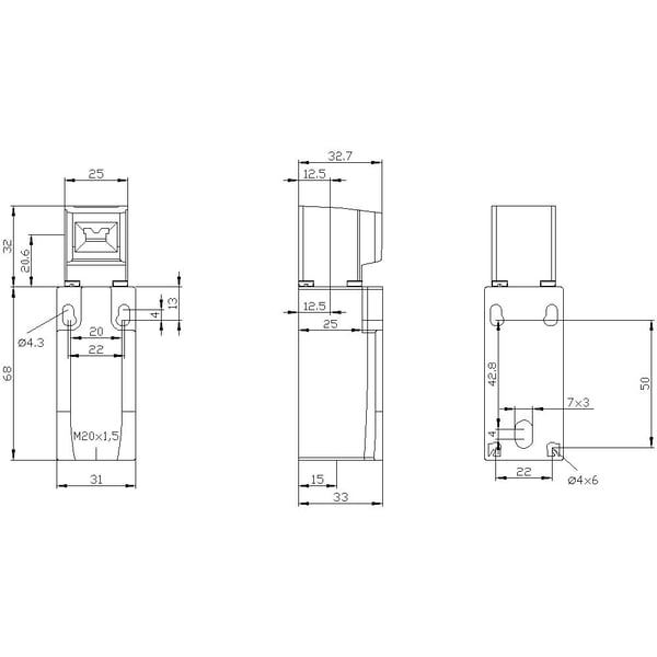 Siemens 3SE5232-0QV40-1AA1, muovi, IP65, 56 mm, 166,5 mm, 77,5 mm, 121 g