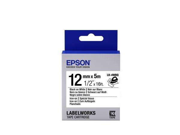 Epson LabelWorks LK-4WBQ - Svart på vitt - Rulle (1,2 cm x 5 m) 1 kassett(er) etiketttejp - för LabelWorks LW-1000, 300, 400, 600, 700, 900, K400, ...