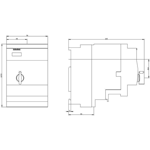 Siemens 3RA6250-0AB30 3RA62500AB30 kääntökäynnistin, moottorin teho 400 V:ssa 0,09 kW, 690 V:ssa nimellisvirta 0,4 A, 170 mm, 183 mm, 228 mm, 109,5...