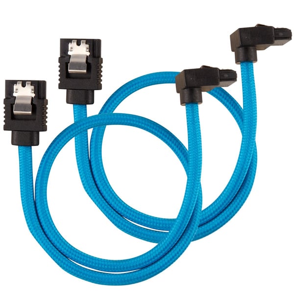 CORSAIR - SATA-kabel - Serial ATA 150/300/600 - SATA (hane) rak, låst till SATA (hane) högervinklad - 30 cm - blå (paket om 2)