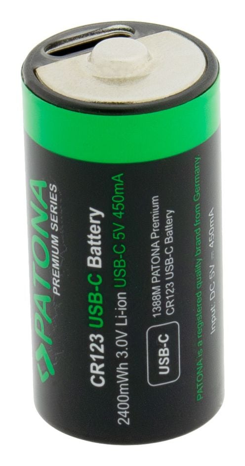 PATONA CR123A, Oppladbart batteri, CR123A, Lithium, 4 stykker, 450 mAh, 34,2 mm