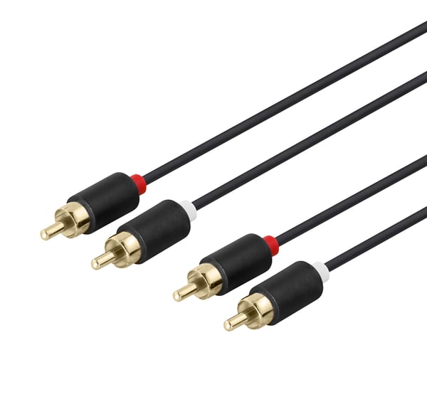 DELTACO - Lydkabel - RCA x 2 hann til RCA x 2 hann - 5 m - svart