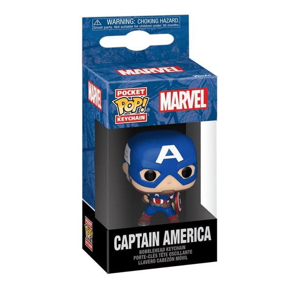 FUNKO POP! KEYCHAIN Captain America, Nyckelring, Multifärg, Blå, Vinyl, Captain America, 102 mm, Låda