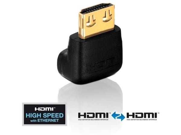Purelink PureInstall - HDMI-kabel med Ethernet - HDMI hunn til HDMI hann - skjermet - svart - 90°-kontakt