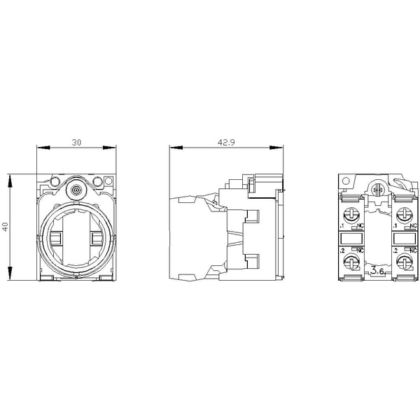 Siemens 3SU1550-1AA10-1PA0, 38 g, 70 mm, 95 mm, 38 mm