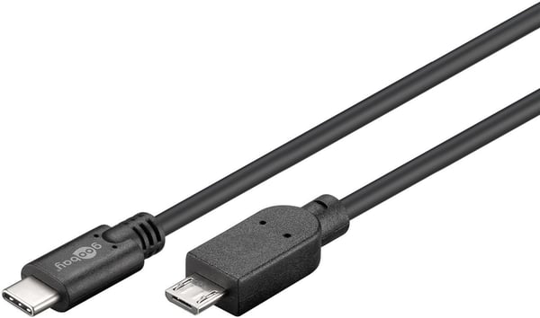 Goobay 67992, 0,6 m, Micro-USB B, USB C, USB 2.0, 0,48 Gbit/s, Svart