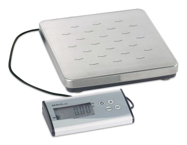 MAULcargo pakkevekt, lastekapasitet: 50 kg, grå med separat kontrollpanel og strømforsyning, veieplate - 1 stk (17950 09)