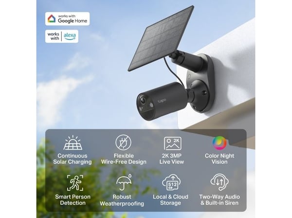 TP-Link Tapo C411 KIT utomhus-IP-övervakningskamera 2304 x 1296, solcellsdriven