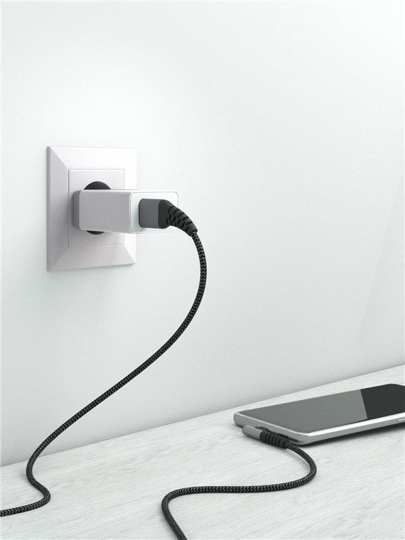 Goobay 64657, 2 m, USB C, USB A, USB 2.0, Musta, Harmaa