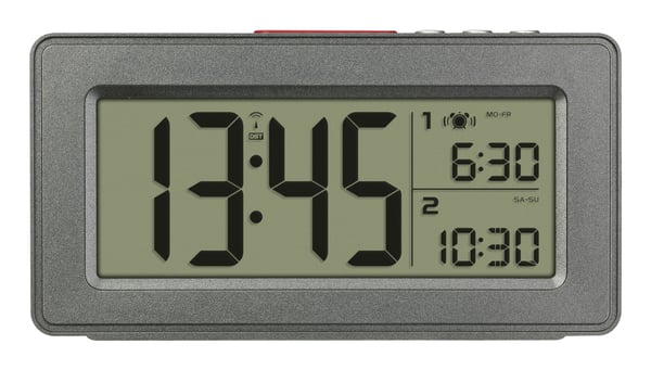 TFA-Dostmann 60.2563.10, Digital väckarklocka, Rektangel, Antracit, inomhus, Vuxen, Batteri