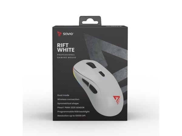 Savio RIFT WHITE pelaaminen-mus RGB Dual Mode (kaksoistila)