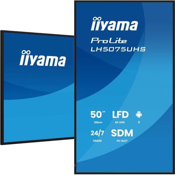 iiyama ProLite LH5075UHS-B2AG - 50" Diagonal klass (49.5" visbar) LED-bakgrundsbelyst LCD-skärm - digital skyltning - med inbyggd mediespelare, SDM...