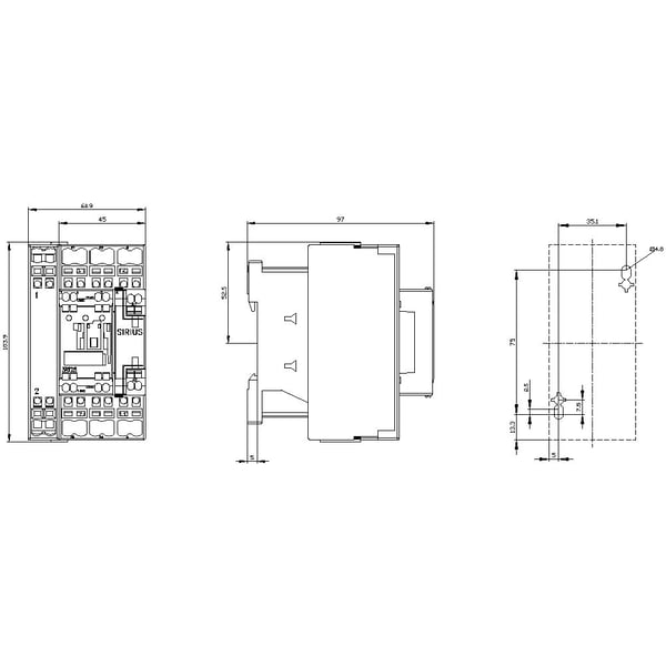 Siemens 3RT2526-2AK60 Schütz 2 avaajaa, 2 sulkijaa, 1 kpl, 102 mm, 76 mm, 112 mm, 131 mm, 550 g, 1 kpl