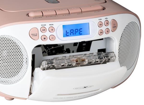Reflexion RCR2260 bärbar CD-spelare FM PLL LCD, vit/rosa