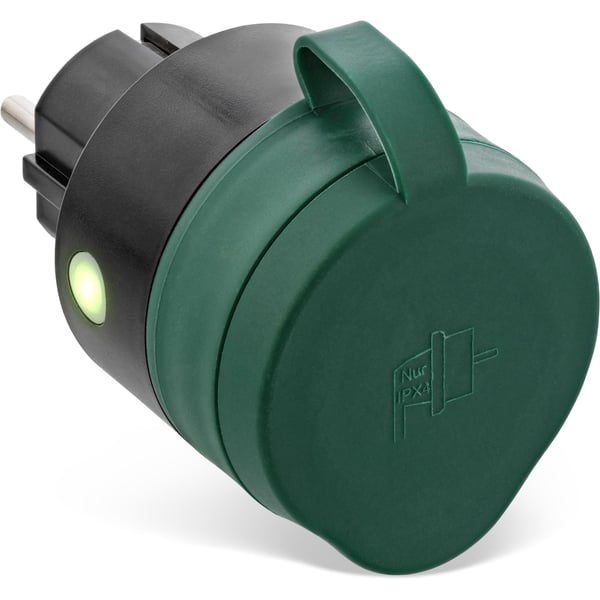 InLine 40155O SmartHome ulkopistorasia IP44, musta/vihreä