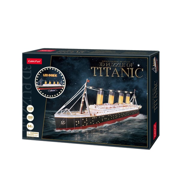 CubicFun Titanic 3D-palapeli LED-valolla, 266 palaa