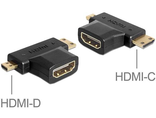 DeLOCK - HDMI-jakaja - HDMI (naaras) mini HDMI:ksi, micro HDMI:ksi (uros) - musta