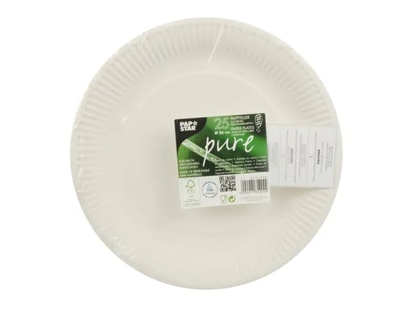Papstar 81204, Kilpi, Pyöreä, Paperi, Valkoinen, Yksivärinen, 25 kpl