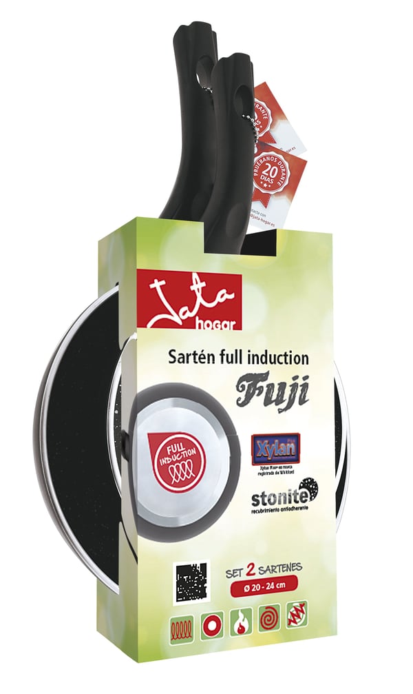 JATA SF124, Rund, All-bruk panne, Sort, Aluminium, 3 mm, Keramisk, Gass, Halogen, Induksjon, Forseglet Plate
