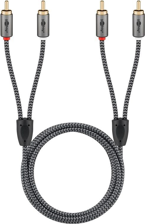 Goobay 65295, 2 x RCA, Uros, 2 x RCA, Uros, 5 m, musta, Hopea