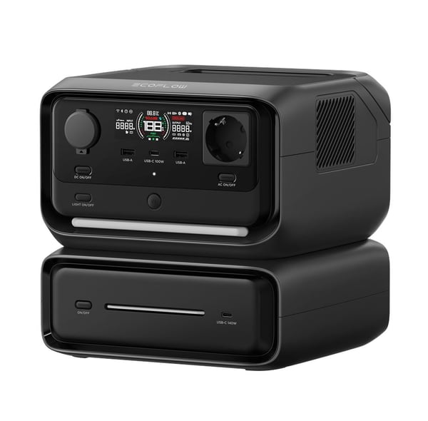 EcoFlow RIVER 3 MAX - Bærbar strømstasjon - AC 200 - 240 V - 760 watt - litium-jernfosfat - 89600 mAh - 572 Wh - Wi-Fi, Bluetooth - utgangskontakte...
