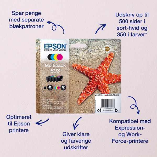 Epson Multipack 4-colours 603XL EasyMail, High (L) Yield, Musta, Syaani, Magenta, Keltainen, 8,9 ml, 4 ml, 1 kpl, Monipakkaus