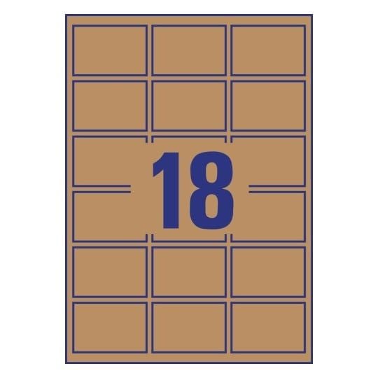 Avery L7110-25, Brun, Avrundet rektangel, Permanent, 62 x 42 mm, A4, Papir