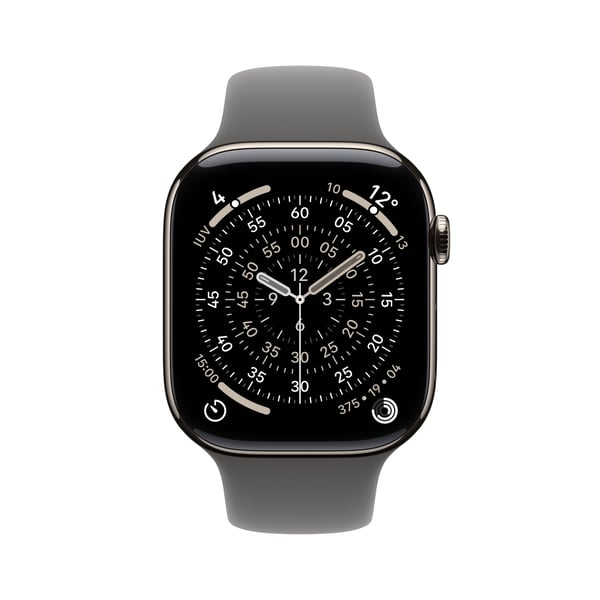 Apple Watch Series 11 GPS + Cellular 46mm Natural Titanium Case with Stone Grey Sport Band - S/M
