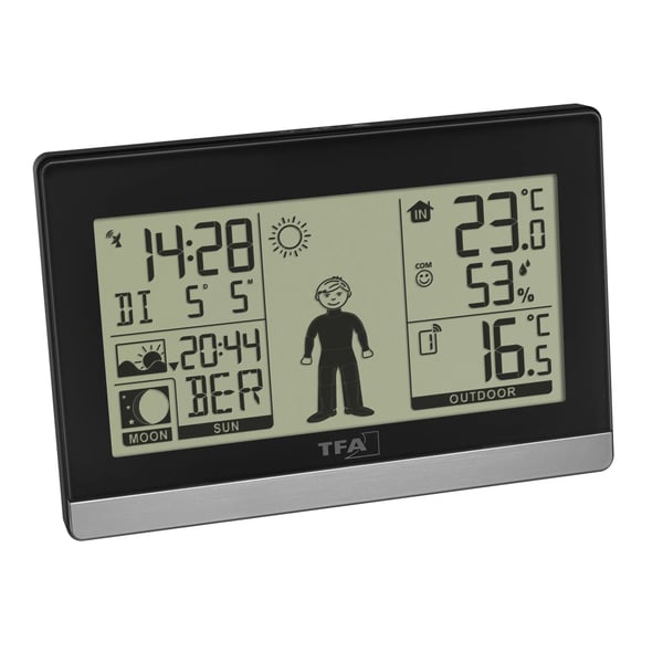 TFA-Dostmann Weather Boy, Sort, Inne hygrometer, Inne Termometer, Utendørs Barometer, Plast, 20 - 95%, -9,9 - 50 °C, 14,2 - 122 °F