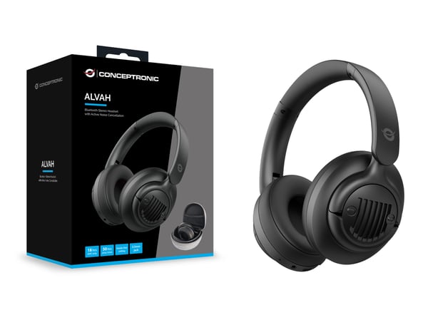 Conceptronic ALVAH02B, Ledning & Trådløs, Samtaler/musikk, 20 - 20000 Hz, 233 g, Hodesett, Sort